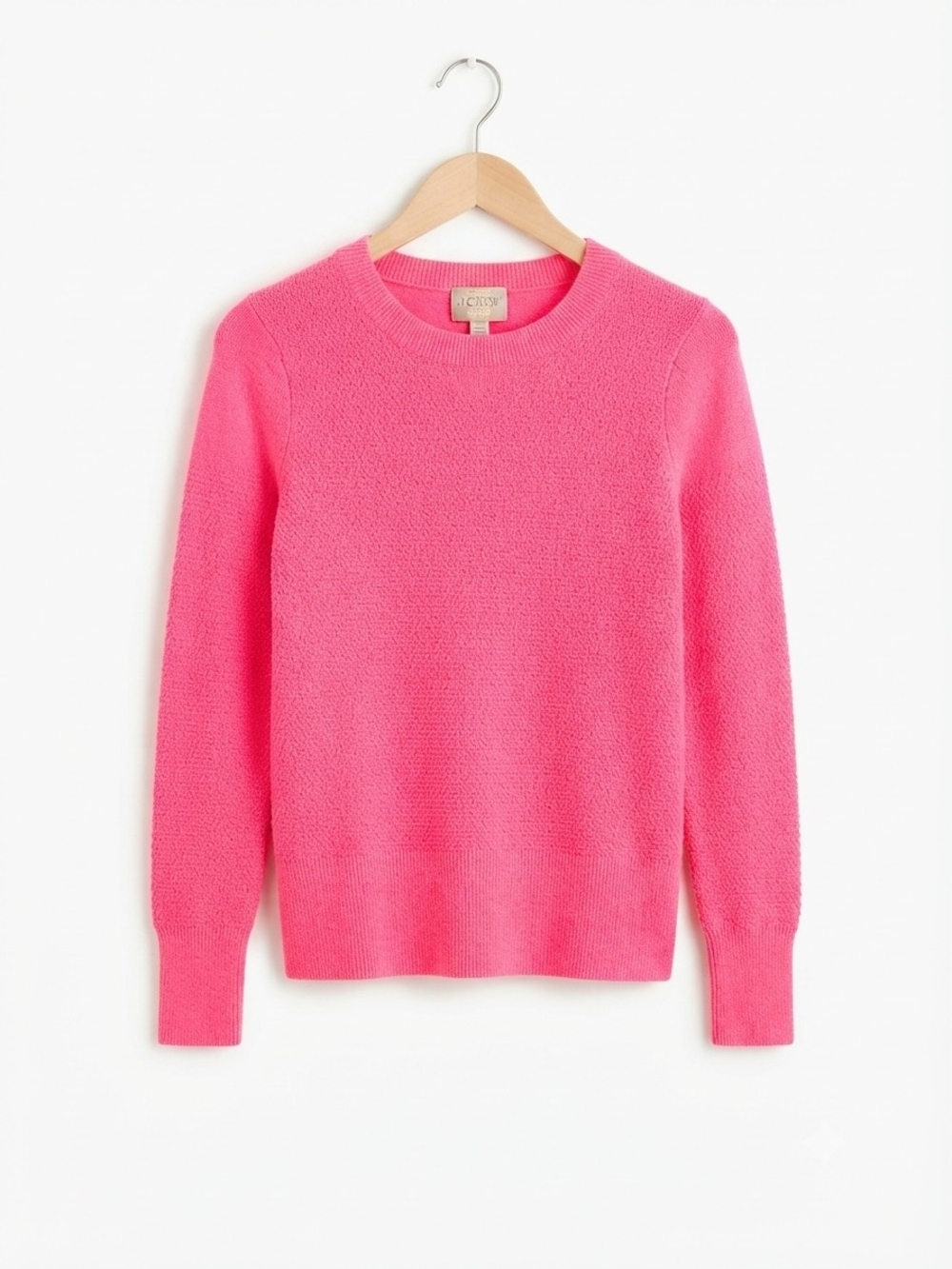 J. Crew Bright Pink Crewneck Cashmere Sweater Size XS